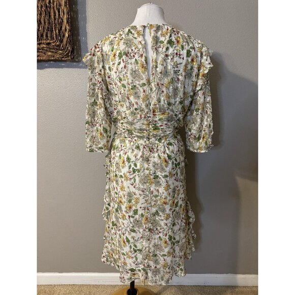 Walter Baker Dress 12 Flowy A Line V Neck Ruffled Flutter Romantic Floral NEW - Picture 8 of 16